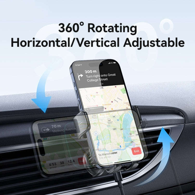 USAMS CD230 15W Accurate Aligment Wireless Charging Car Phone Holder with Suction Cup(Black)