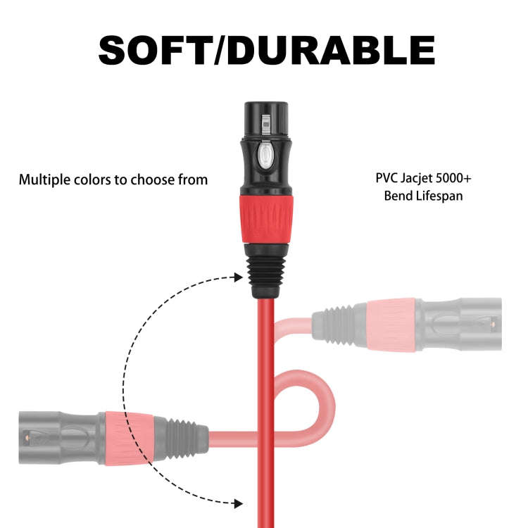 JC1015 XLR 3pin Male to Female Audio Cable, Length:5m(Red)