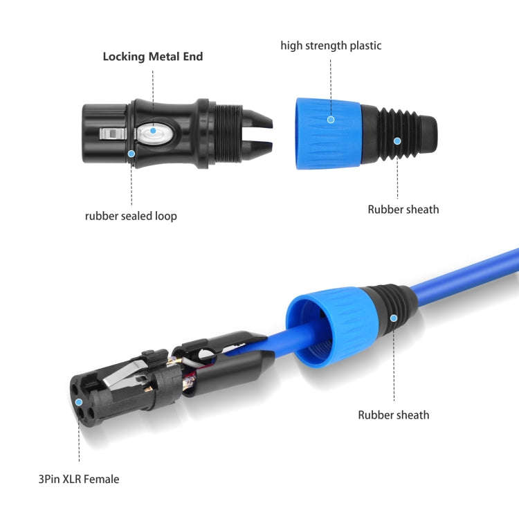 JC1015 XLR 3pin Male to Female Audio Cable, Length:5m(Red)