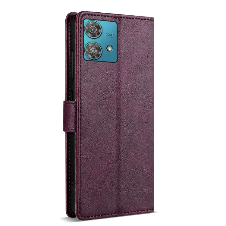 For Motorola Edge 40 Neo N.BEKUS CSJ-P1 Solid Color Leather Phone Case(Wine Red)