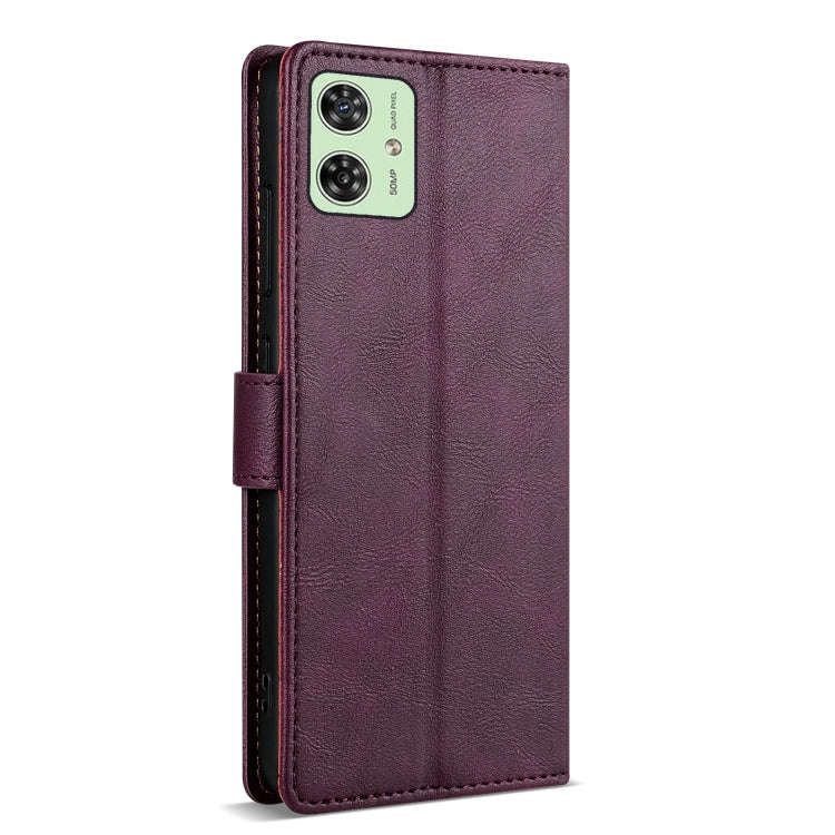 For Motorola Moto G14 N.BEKUS CSJ-P1 Solid Color Leather Phone Case(Wine Red)