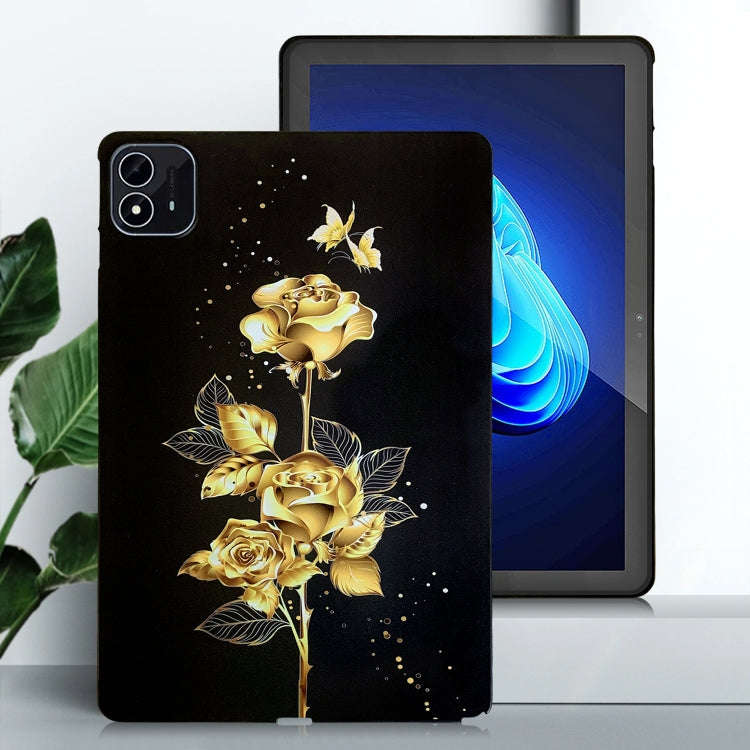 For itel Pad One Color Painting Pattern Smart Tablet TPU Case(Golden Rose)