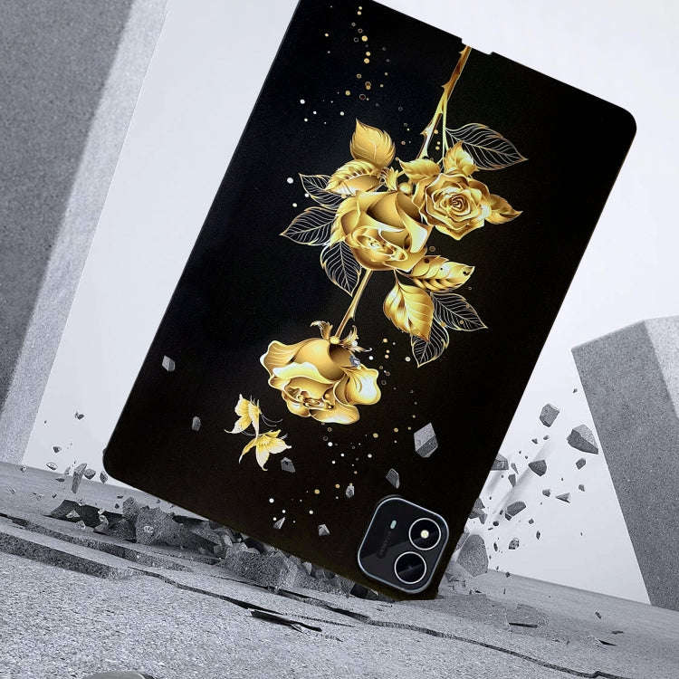 For itel Pad One Color Painting Pattern Smart Tablet TPU Case(Golden Rose)