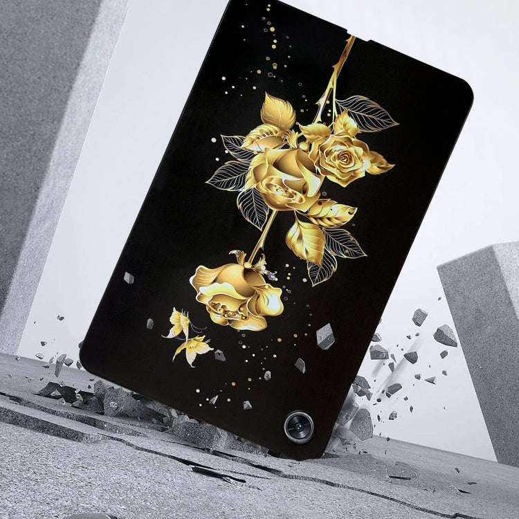 For OPPO Pad Air Color Painting Pattern Smart Tablet TPU Case(Golden Rose)