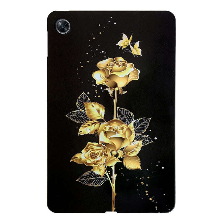 For Realme Pad 10.4 Color Painting Pattern Smart Tablet TPU Case(Golden Rose)