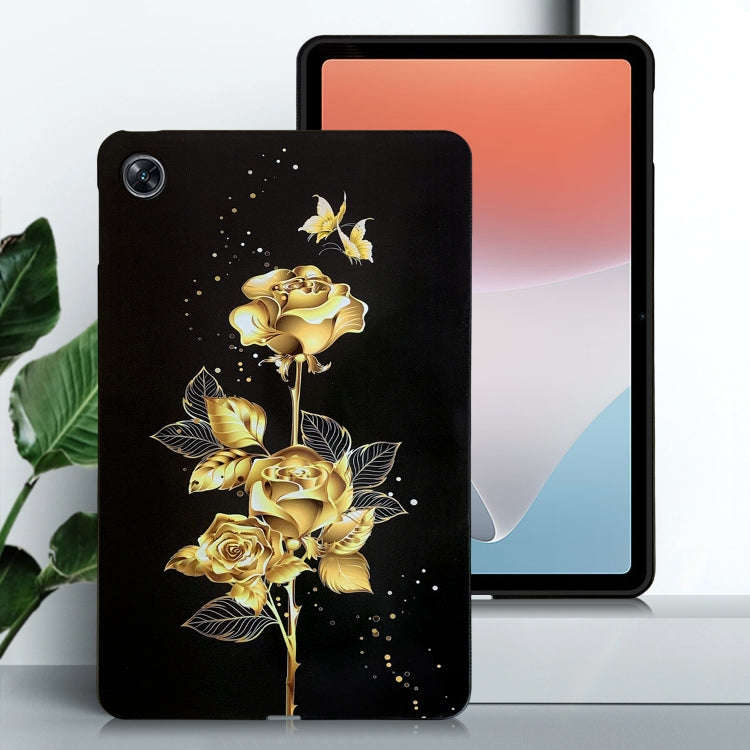 For Realme Pad 10.4 Color Painting Pattern Smart Tablet TPU Case(Golden Rose)