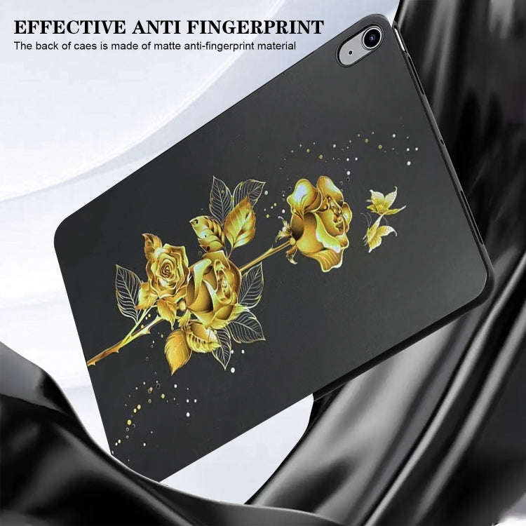 For Realme Pad 10.4 Color Painting Pattern Smart Tablet TPU Case(Golden Rose)