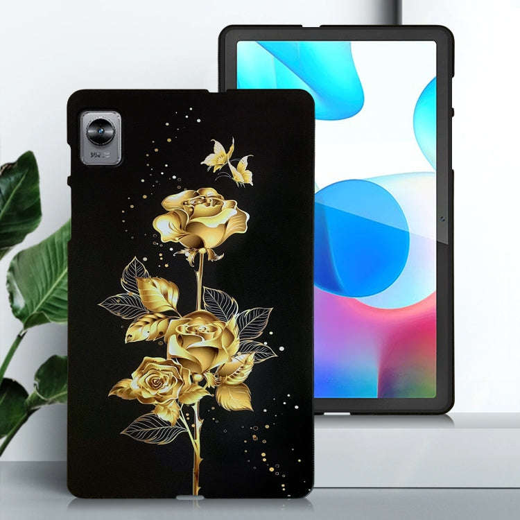For Realme Pad Mini Color Painting Pattern Smart Tablet TPU Case(Golden Rose)
