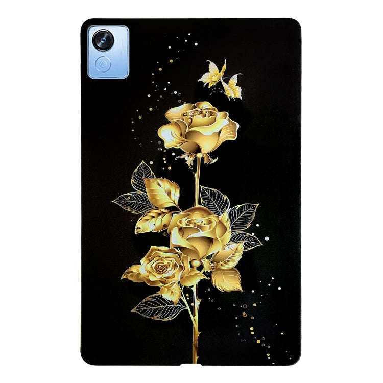 For Realme Pad X Color Painting Pattern Smart Tablet TPU Case(Golden Rose)