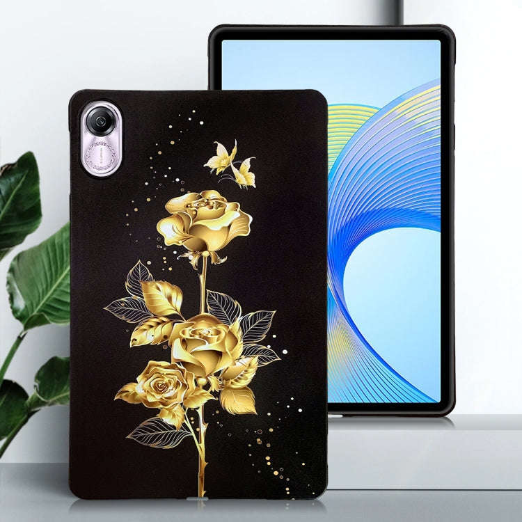 For Honor Pad X8 Pro / X9 Color Painting Pattern Smart Tablet TPU Case(Golden Rose)