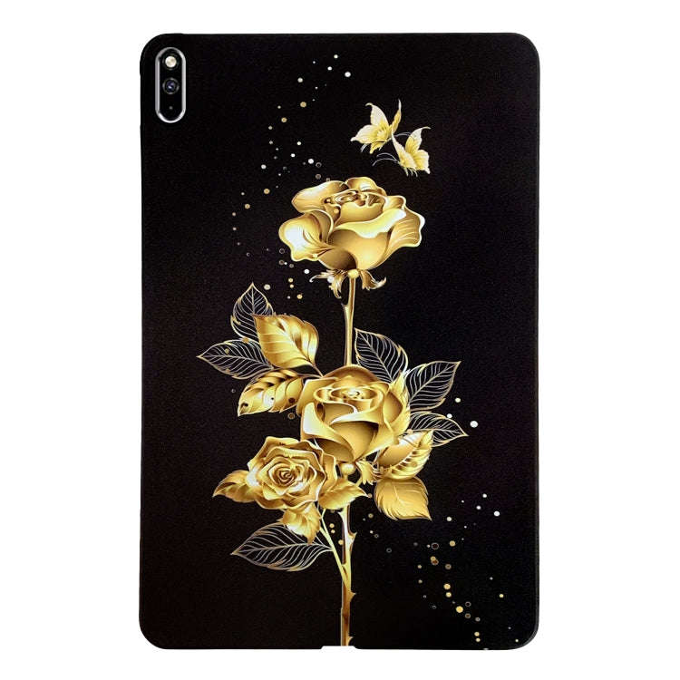 For Huawei MatePad Pro 10.8 2021 Color Painting Pattern Smart Tablet TPU Case(Golden Rose)