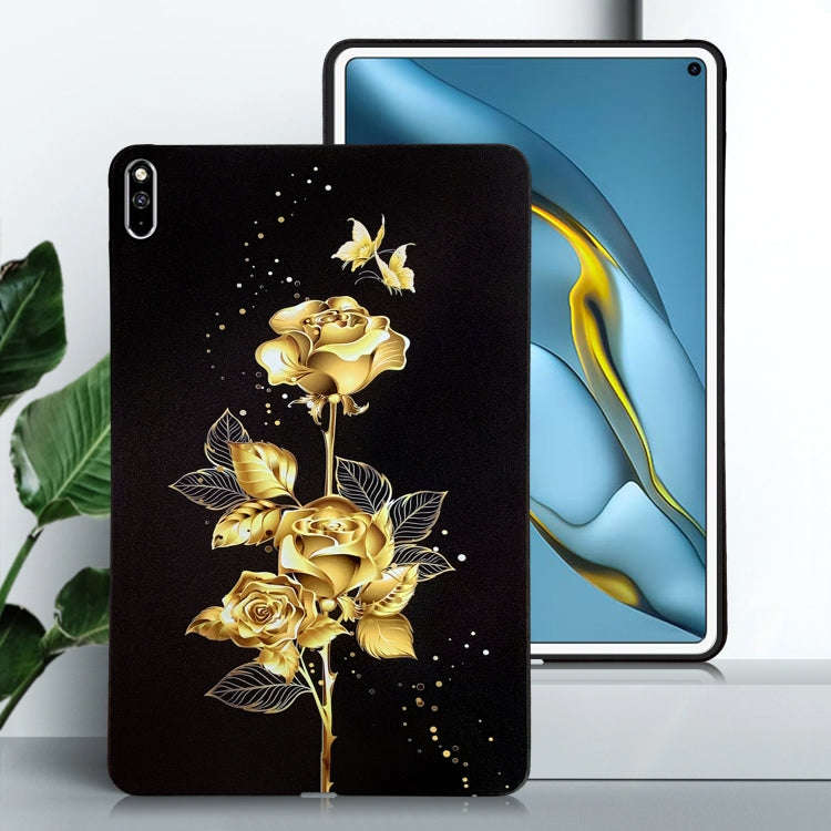 For Huawei MatePad Pro 10.8 2021 Color Painting Pattern Smart Tablet TPU Case(Golden Rose)