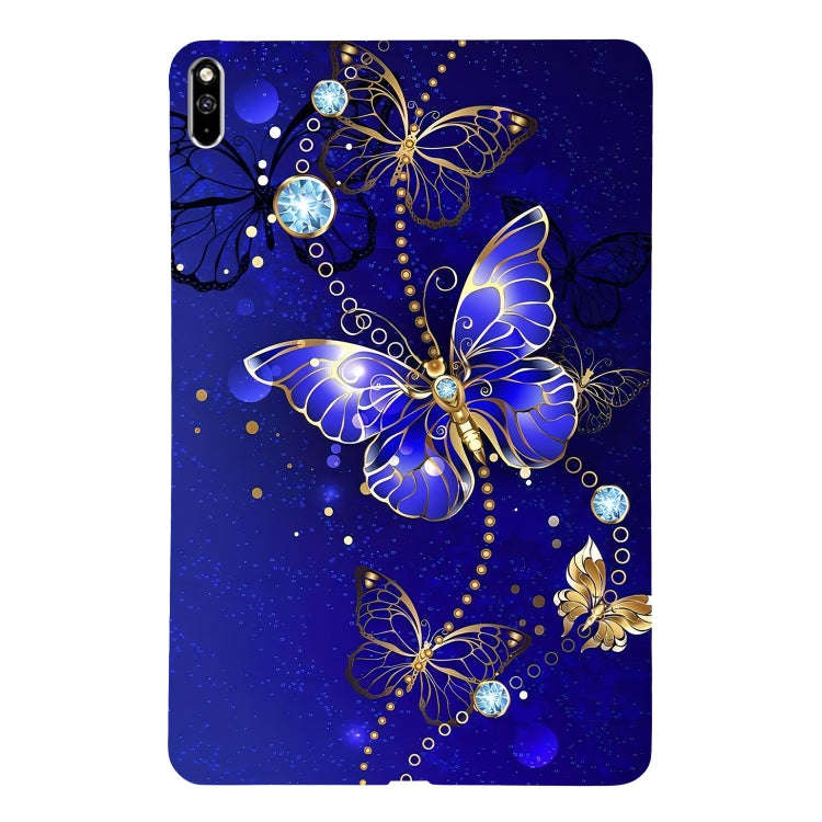 For Huawei MatePad Pro 10.8 2021 Color Painting Pattern Smart Tablet TPU Case(Blue Butterfly)