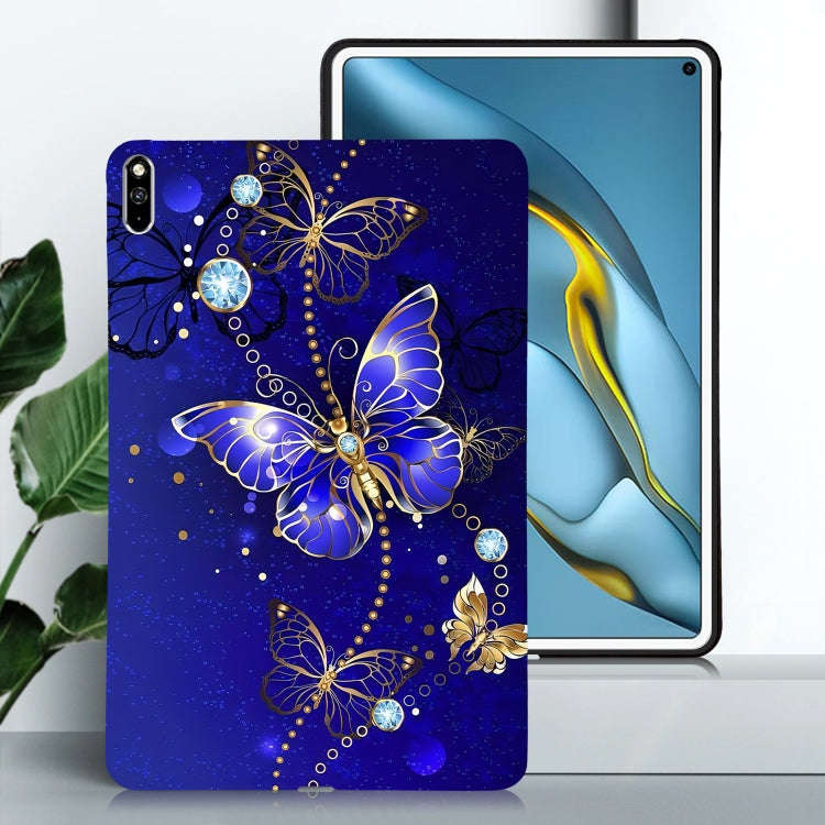 For Huawei MatePad Pro 10.8 2021 Color Painting Pattern Smart Tablet TPU Case(Blue Butterfly)