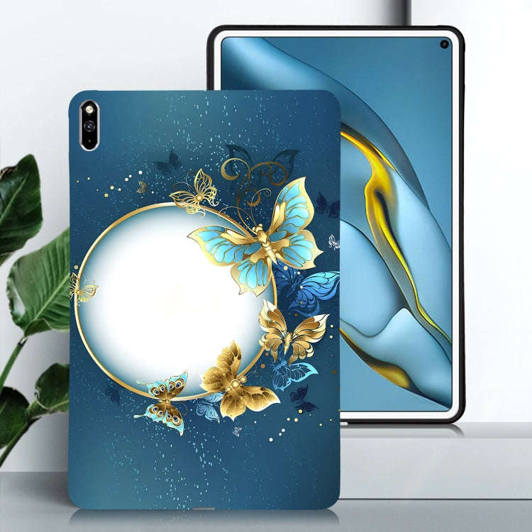 For Huawei MatePad Pro 10.8 2021 Color Painting Pattern Smart Tablet TPU Case(Butterfly Circle)