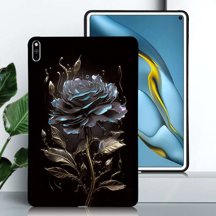 For Huawei MatePad Pro 10.8 2021 Color Painting Pattern Smart Tablet TPU Case(Black Rose)