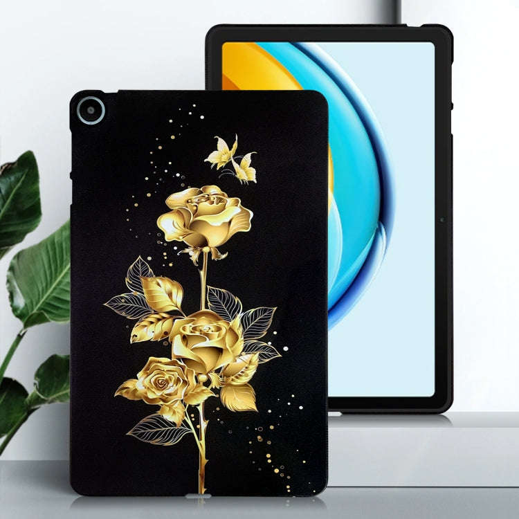 For Huawei MatePad SE Color Painting Pattern Smart Tablet TPU Case(Golden Rose)