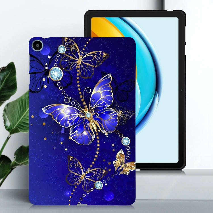 For Huawei MatePad SE Color Painting Pattern Smart Tablet TPU Case(Blue Butterfly)
