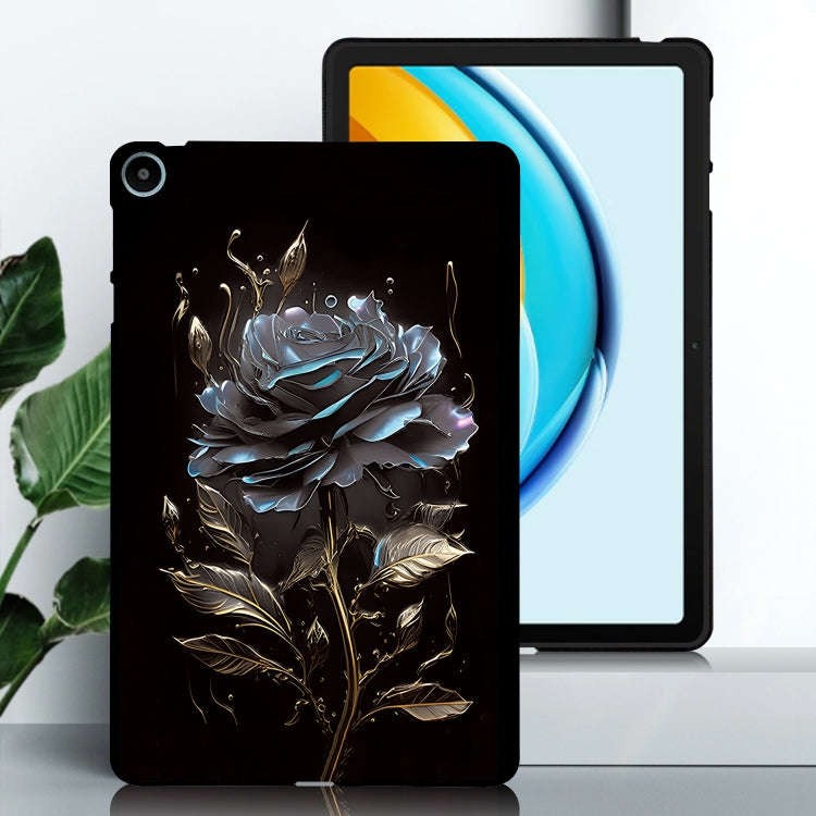 For Huawei MatePad SE Color Painting Pattern Smart Tablet TPU Case(Black Rose)