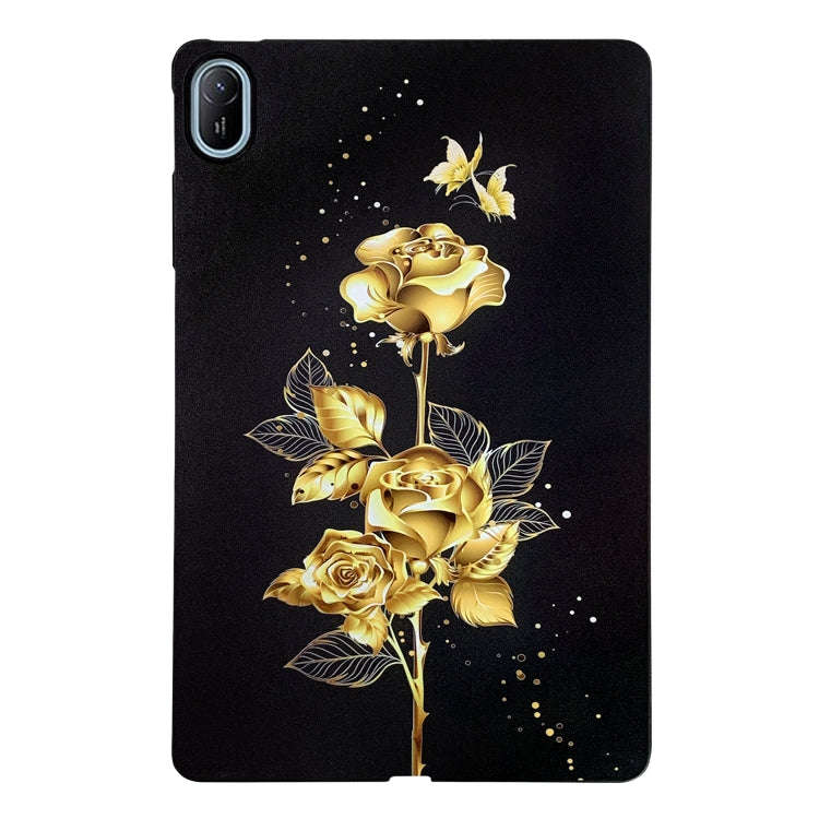 For Huawei MatePad SE 11 2024 Color Painting Pattern Smart Tablet TPU Case(Golden Rose)