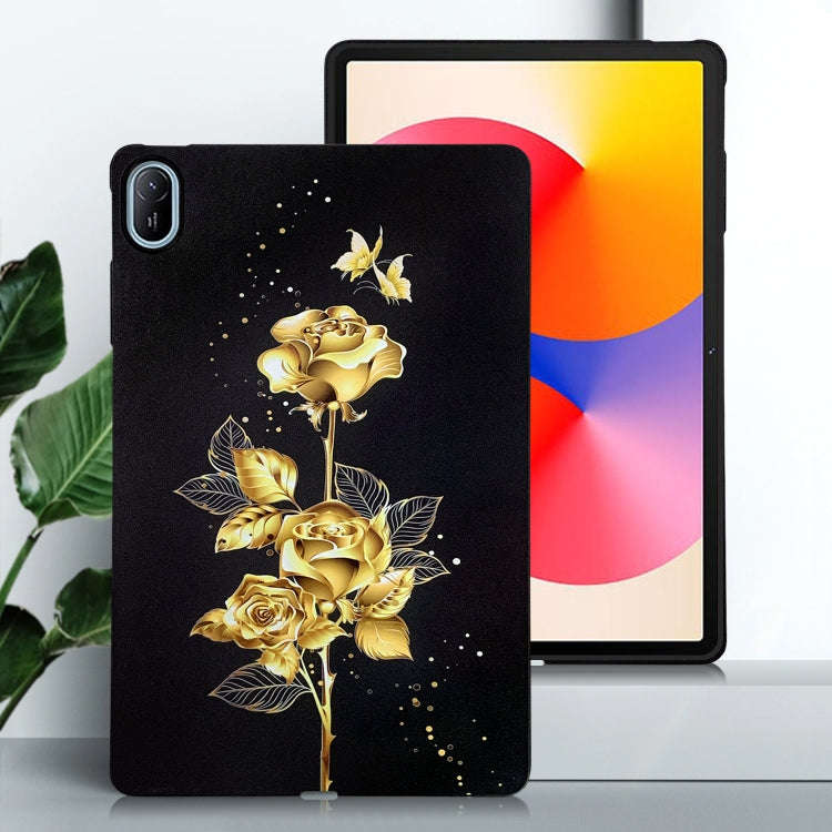 For Huawei MatePad SE 11 2024 Color Painting Pattern Smart Tablet TPU Case(Golden Rose)