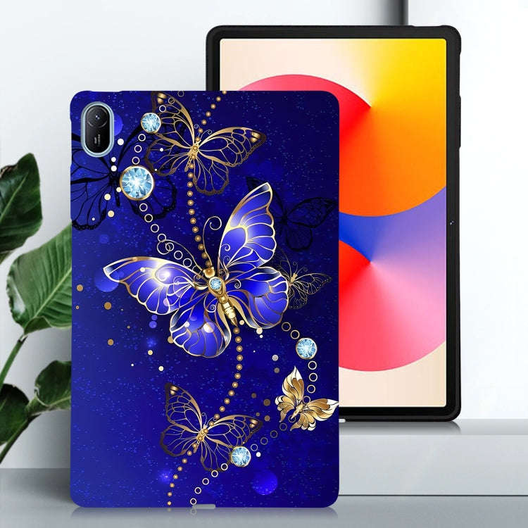 For Huawei MatePad SE 11 2024 Color Painting Pattern Smart Tablet TPU Case(Blue Butterfly)