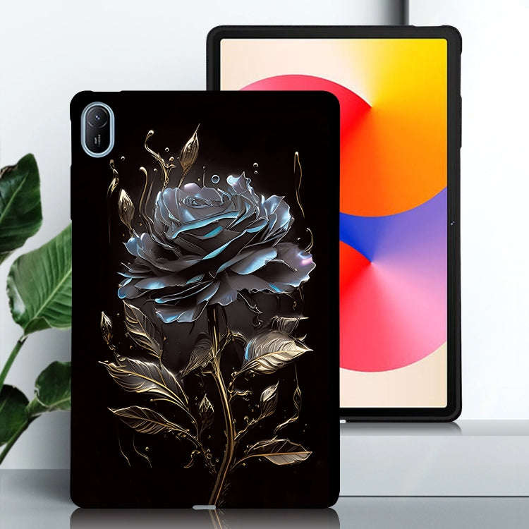 For Huawei MatePad SE 11 2024 Color Painting Pattern Smart Tablet TPU Case(Black Rose)