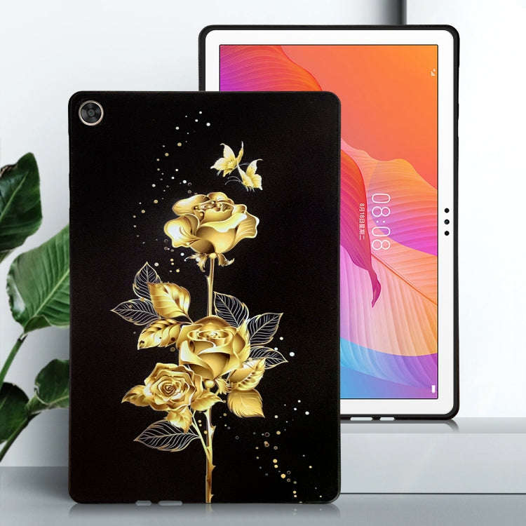 For Huawei MatePad T 10s Color Painting Pattern Smart Tablet TPU Case(Golden Rose)