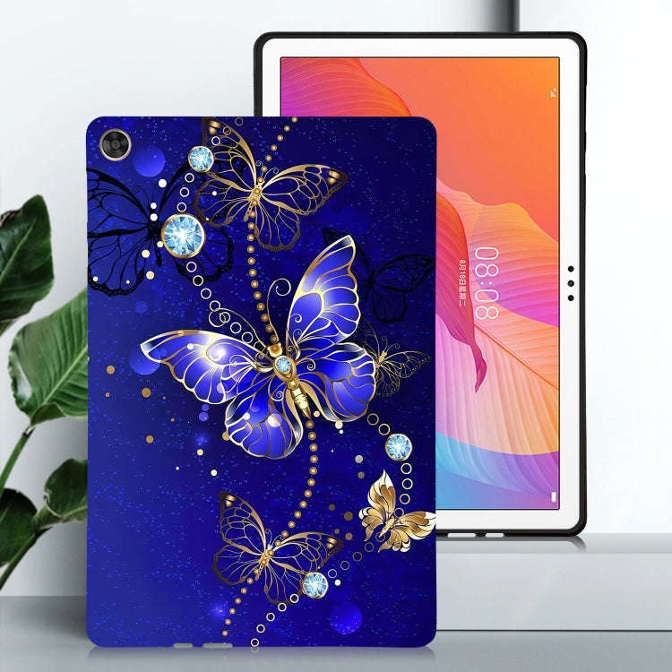 For Huawei MatePad T 10s Color Painting Pattern Smart Tablet TPU Case(Blue Butterfly)