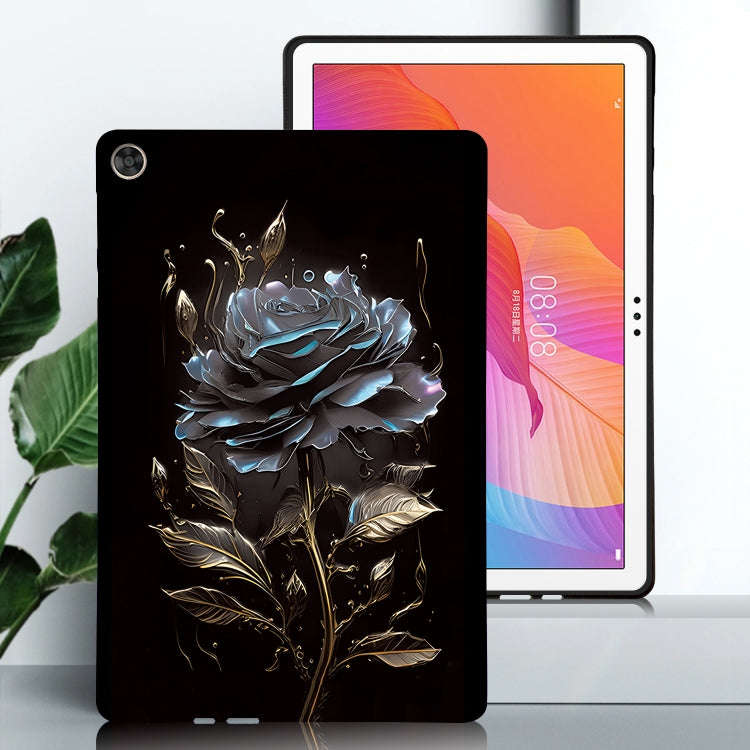 For Huawei MatePad T 10s Color Painting Pattern Smart Tablet TPU Case(Black Rose)