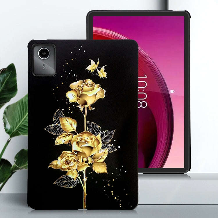 For Lenovo Tab M11 / Xiaoxin Pad 2024 Color Painting Pattern Smart Tablet TPU Case(Golden Rose)