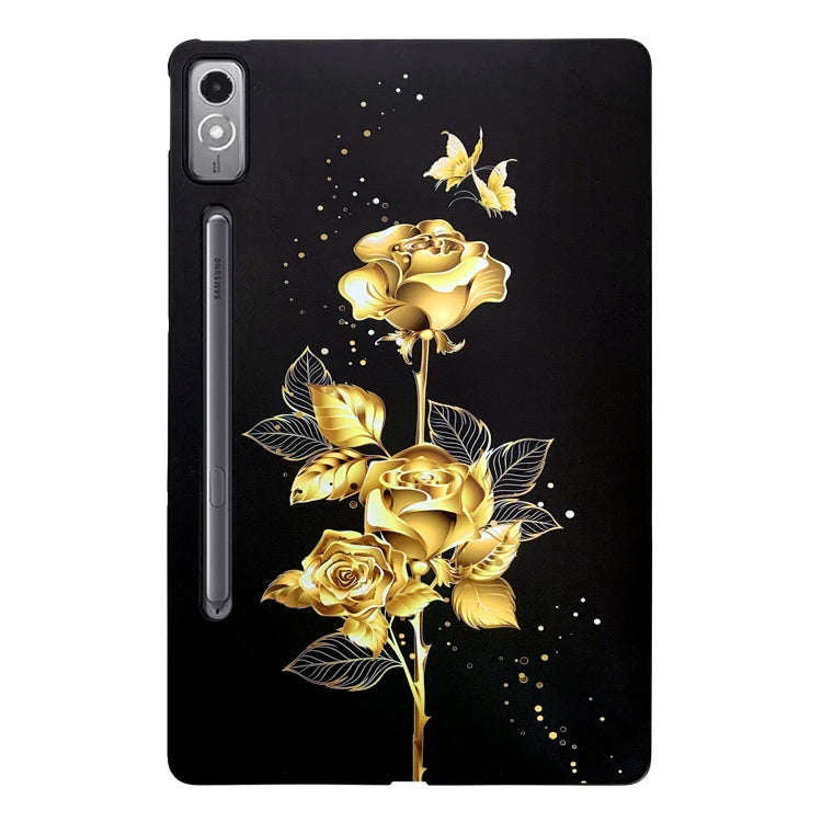 For Lenovo Tab P12 Color Painting Pattern Smart Tablet TPU Case(Golden Rose)