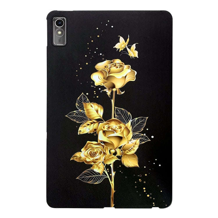 For Lenovo Tab M10 5G 2023 Color Painting Pattern Smart Tablet TPU Case(Golden Rose)