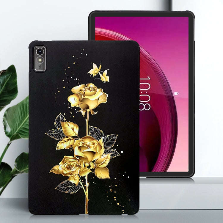 For Lenovo Tab M10 5G 2023 Color Painting Pattern Smart Tablet TPU Case(Golden Rose)
