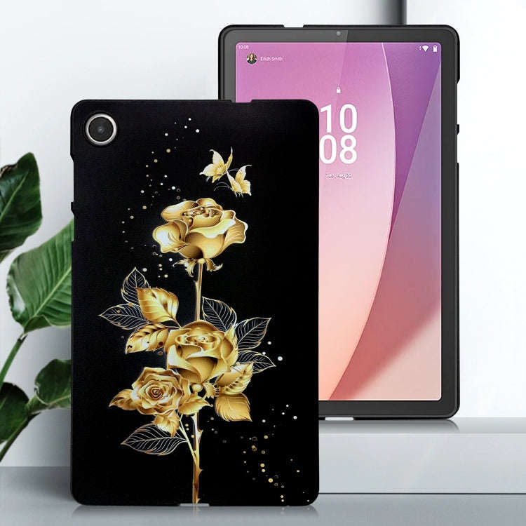 For Lenovo Tab M8 4th Gen Color Painting Pattern Smart Tablet TPU Case(Golden Rose)