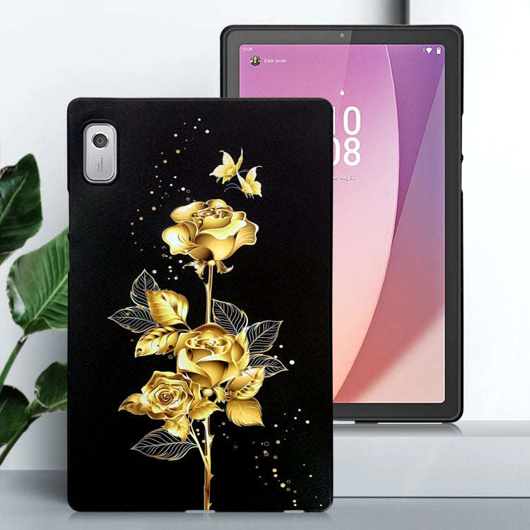 For Lenovo Tab M9 Color Painting Pattern Smart Tablet TPU Case(Golden Rose)