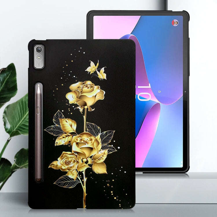 For Lenovo Tab P11 Pro Gen 2 Color Painting Pattern Smart Tablet TPU Case(Golden Rose)