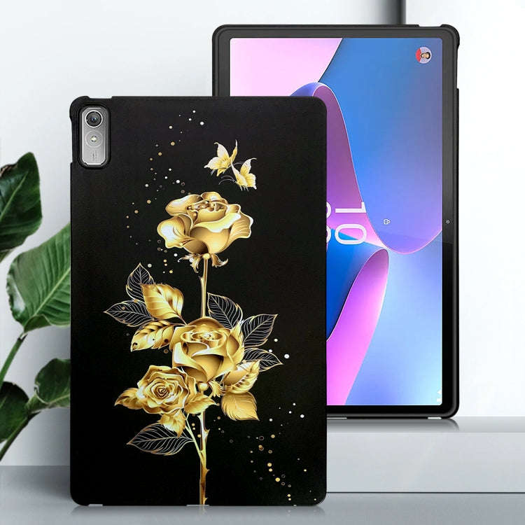 For Lenovo Tab P11 Gen 2 Color Painting Pattern Smart Tablet TPU Case(Golden Rose)