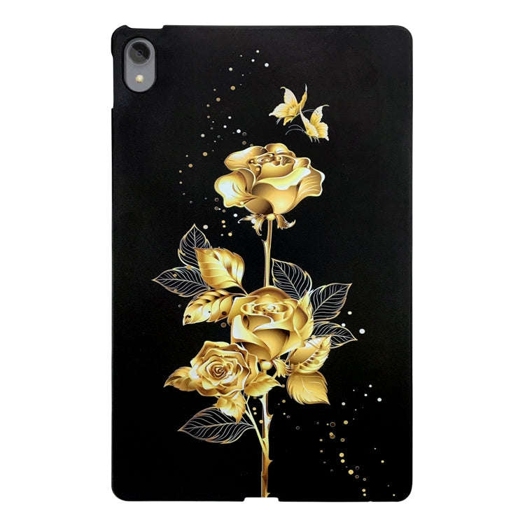 For Lenovo Xiaoxin Pad Plus 2021  Color Painting Pattern Smart Tablet TPU Case(Golden Rose)