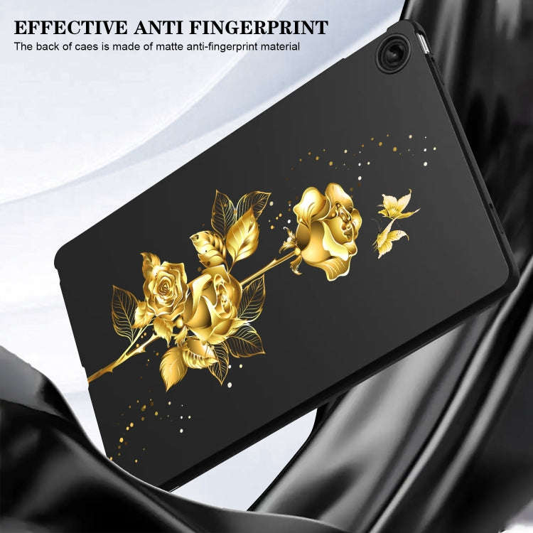 For Lenovo Xiaoxin Pad Plus 2021  Color Painting Pattern Smart Tablet TPU Case(Golden Rose)