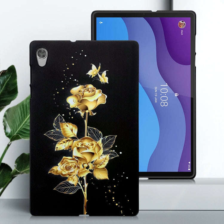 For Lenovo Tab M10 HD Gen 2 Color Painting Pattern Smart Tablet TPU Case(Golden Rose)