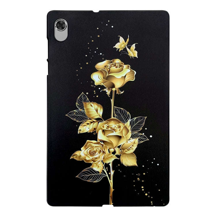 For Lenovo M10 Plus Color Painting Pattern Smart Tablet TPU Case(Golden Rose)