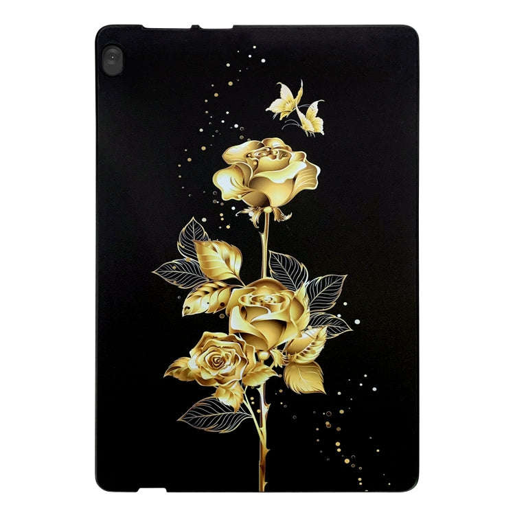 For Lenovo Tab M10 Color Painting Pattern Smart Tablet TPU Case(Golden Rose)