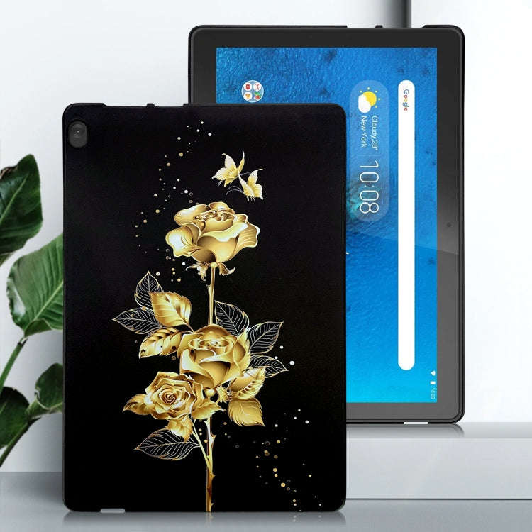 For Lenovo Tab M10 Color Painting Pattern Smart Tablet TPU Case(Golden Rose)