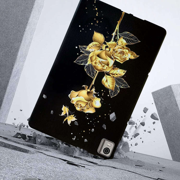 For Nokia T21 Color Painting Pattern Smart Tablet TPU Case(Golden Rose)