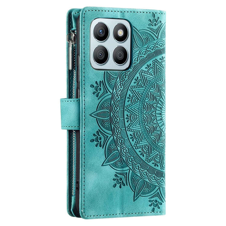 For Honor X6b 4G Global Multi-Card Totem Zipper Leather Phone Case(Green)