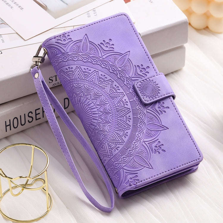 For Honor X6b 4G Global Multi-Card Totem Zipper Leather Phone Case(Purple)
