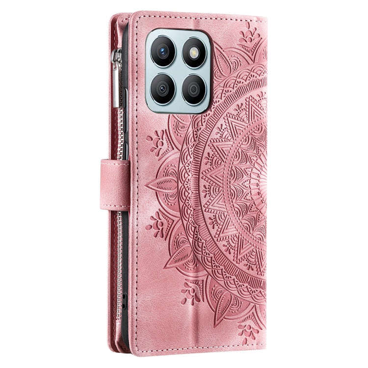 For Honor X6b 4G Global Multi-Card Totem Zipper Leather Phone Case(Pink)