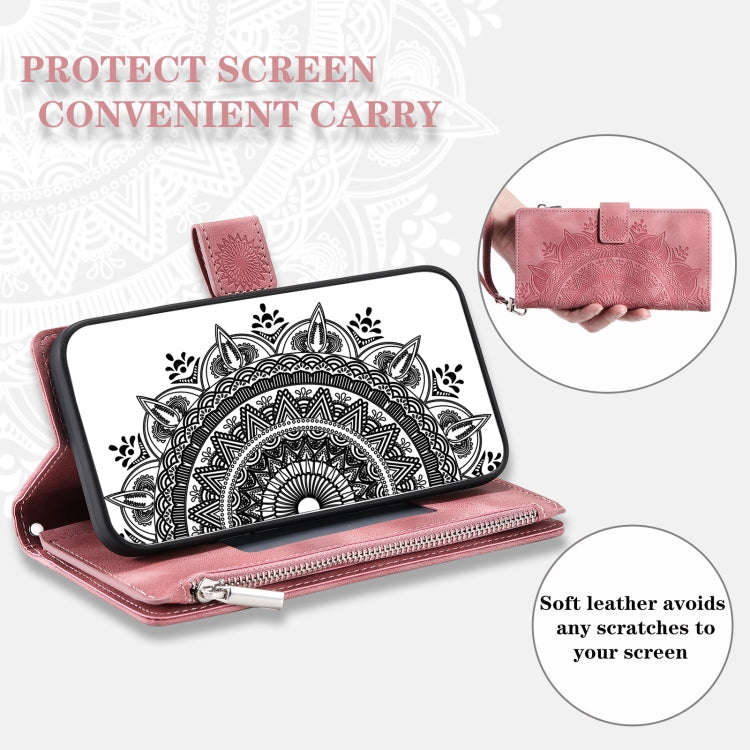 For Honor X6b 4G Global Multi-Card Totem Zipper Leather Phone Case(Pink)