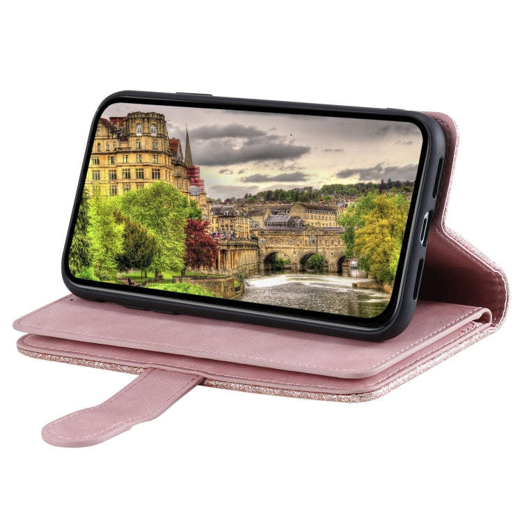 For Honor X6b 4G Global Nine Card Zipper Bag Leather Phone Case with Lanyard(Rose Gold)